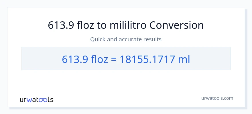 613.9 mga onsa ng likido patungong mga mililitro na conversion