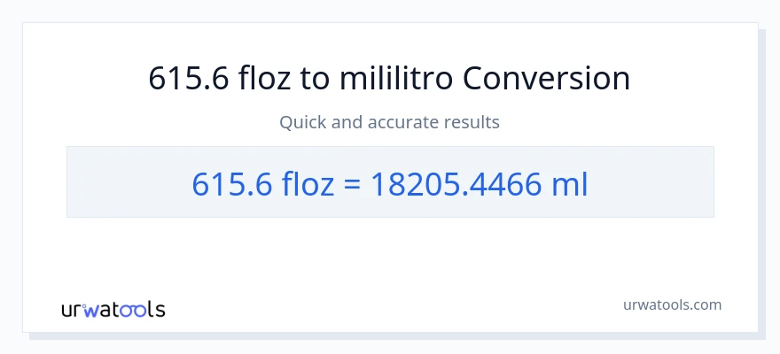 615.6 mga onsa ng likido patungong mga mililitro na conversion