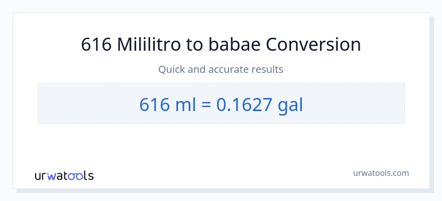 616 mga mililitro patungong Mga galon na conversion