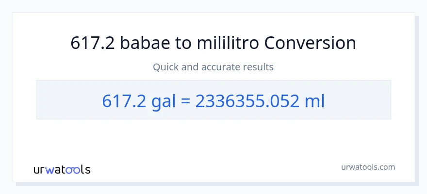 617.2 Mga galon patungong mga mililitro na conversion