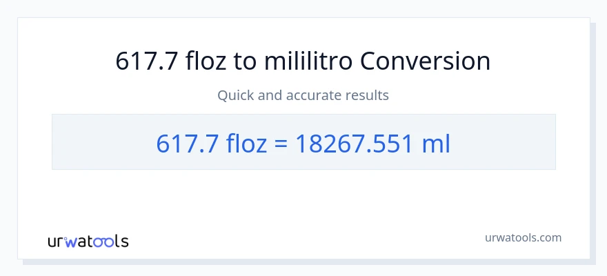 617.7 mga onsa ng likido patungong mga mililitro na conversion