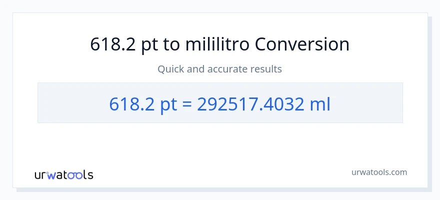 618.2 Pints patungong mga mililitro na conversion