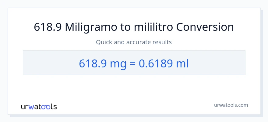 618.9 miligramo patungong mga mililitro na conversion