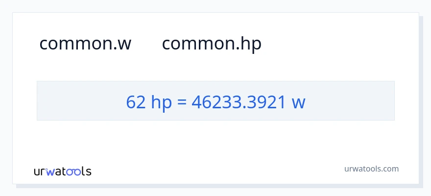 تبدیل 62 اسب بخار به وات