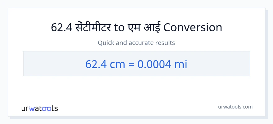 62.4 सेंटीमीटर से मील रूपांतरण