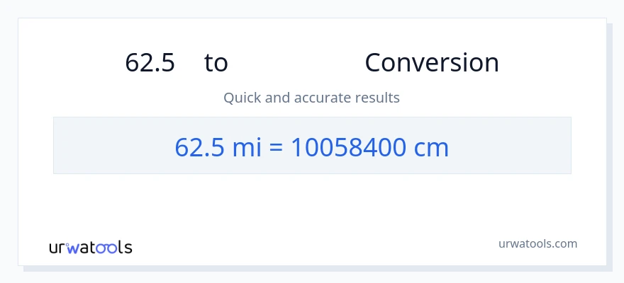 การแปลง 62.5 ไมล์ เป็น เซนติเมตร