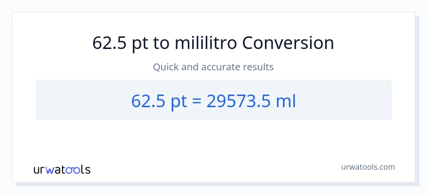 62.5 Pints patungong mga mililitro na conversion