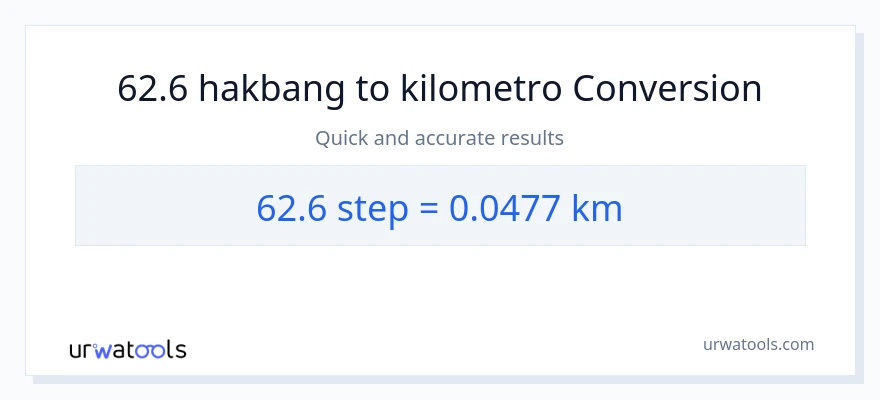 62.6 mga hakbang patungong Kilometro na conversion