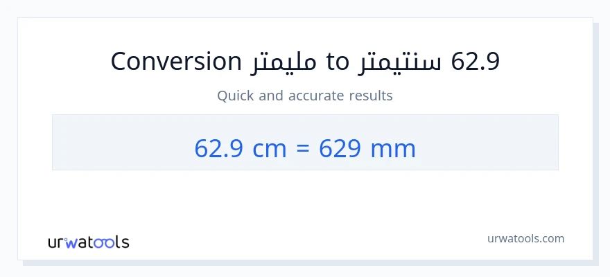 التحويل من 62.9 سنتيمترات إلى مليمترات