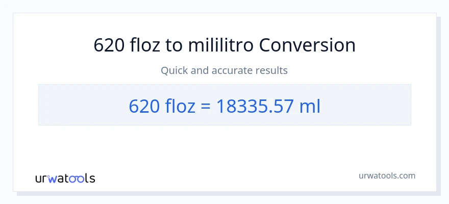 620 mga onsa ng likido patungong mga mililitro na conversion
