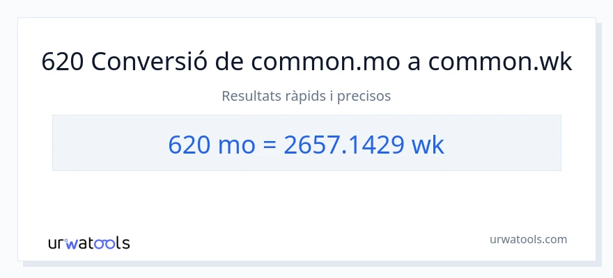 Conversió de 620 mesos a setmanes
