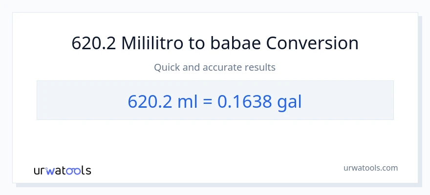 620.2 mga mililitro patungong Mga galon na conversion