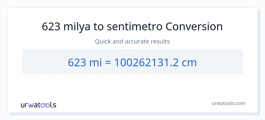 623 milya patungong Mga Sentimetro na conversion