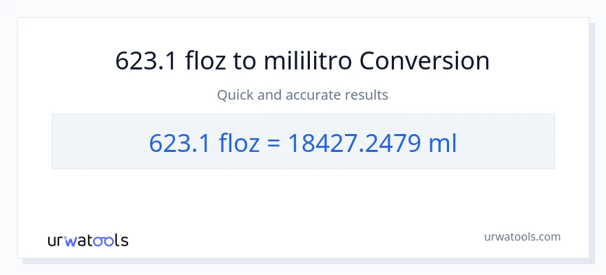623.1 mga onsa ng likido patungong mga mililitro na conversion