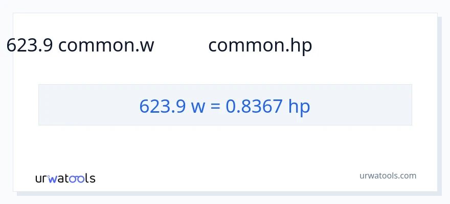 623.9 ವ್ಯಾಟ್ಸ್ ರಿಂದ ಅಶ್ವಶಕ್ತಿ ಪರಿವರ್ತನೆ