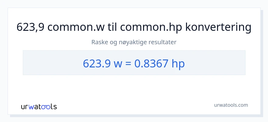 623.9 watt til hestekrefter konvertering