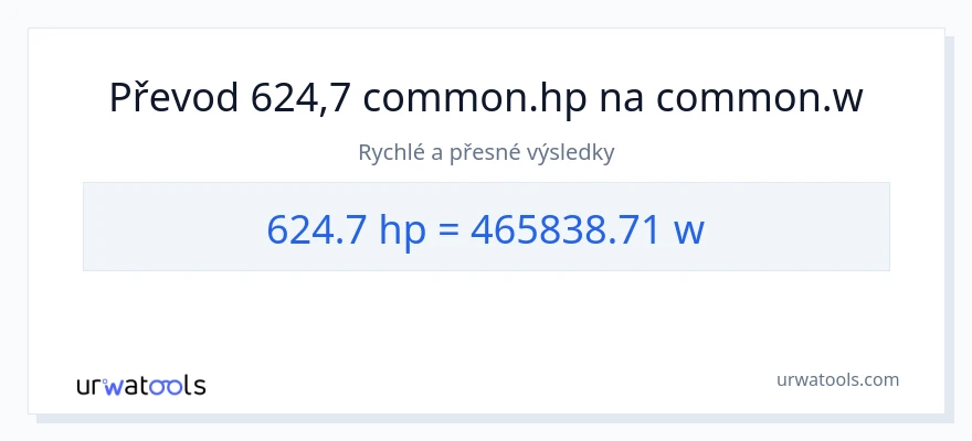 Konverze z koňská síla na watty: 624.7