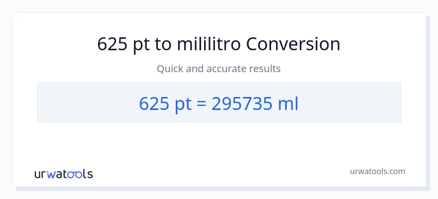 625 Pints patungong mga mililitro na conversion