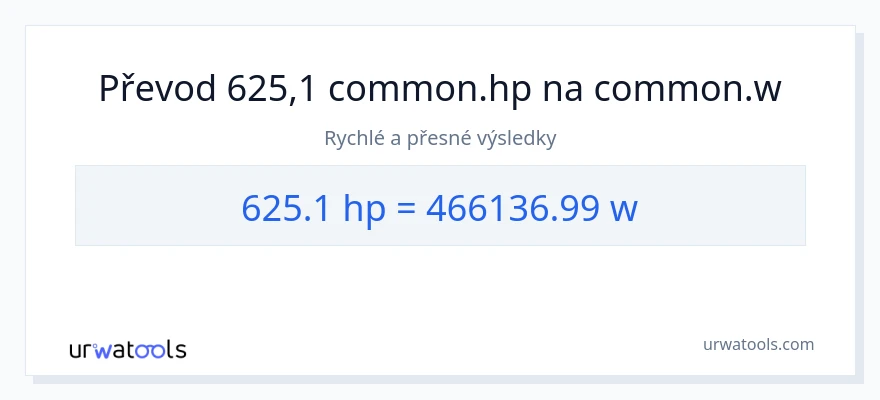 Konverze z koňská síla na watty: 625.1