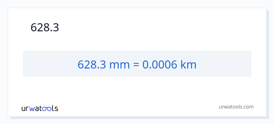 การแปลง 628.3 มิลลิเมตร เป็น กิโลเมตร