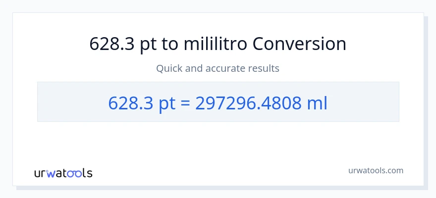 628.3 Pints patungong mga mililitro na conversion