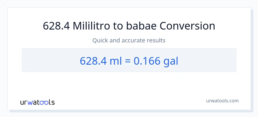 628.4 mga mililitro patungong Mga galon na conversion