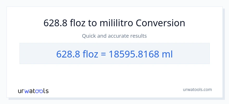 628.8 mga onsa ng likido patungong mga mililitro na conversion