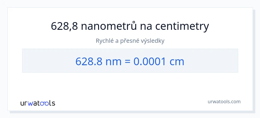 Konverze z nanometrů na Centimetry: 628.8