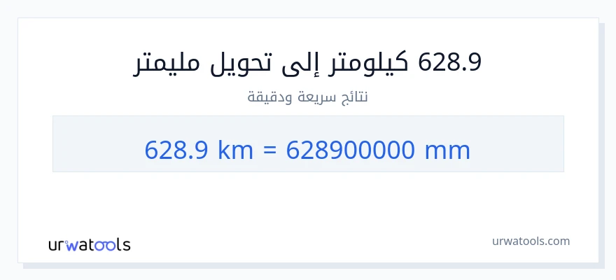 التحويل من 628.9 كيلومترات إلى مليمترات
