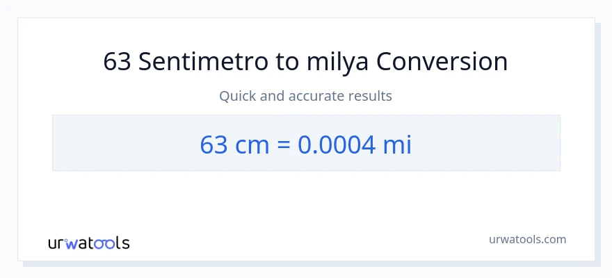 63 Mga Sentimetro patungong milya na conversion