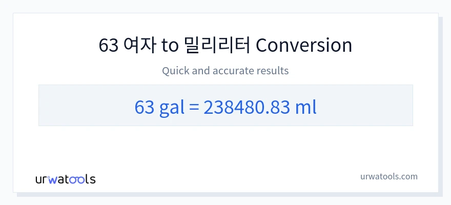 63 갤런에서 밀리리터으로의 변환
