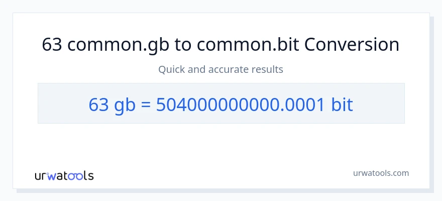63 Gigabytes patungong Bits na conversion