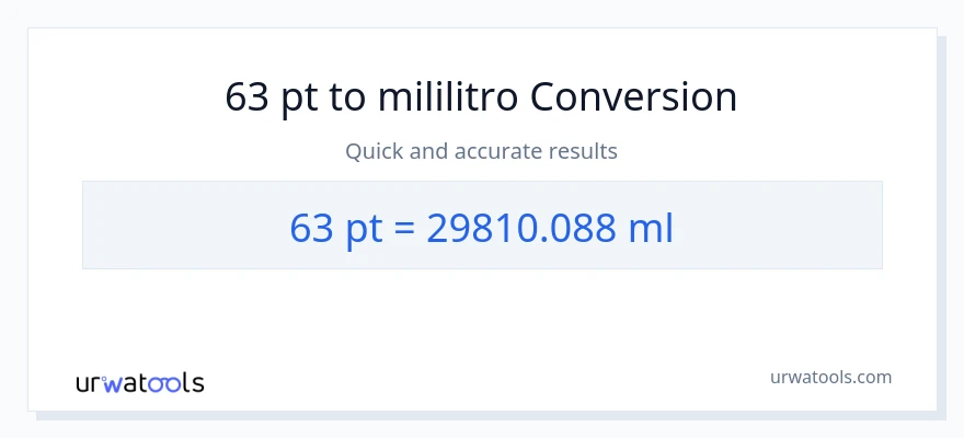 63 Pints patungong mga mililitro na conversion