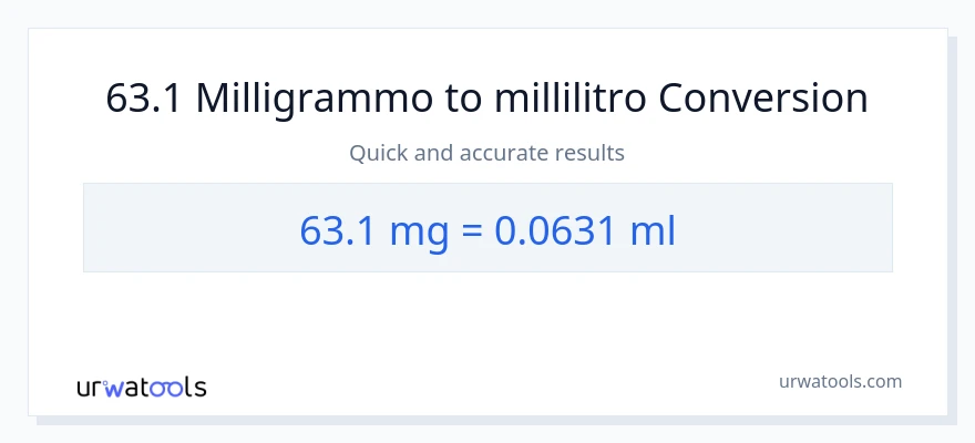 Conversione da 63.1 milligrammi a millilitri