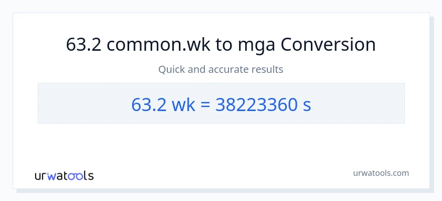 63.2 Mga Linggo patungong Segundo na conversion