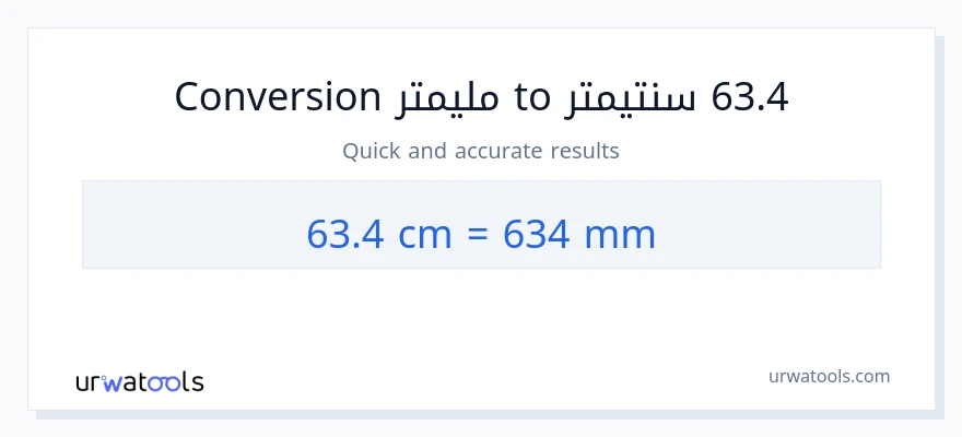 التحويل من 63.4 سنتيمترات إلى مليمترات