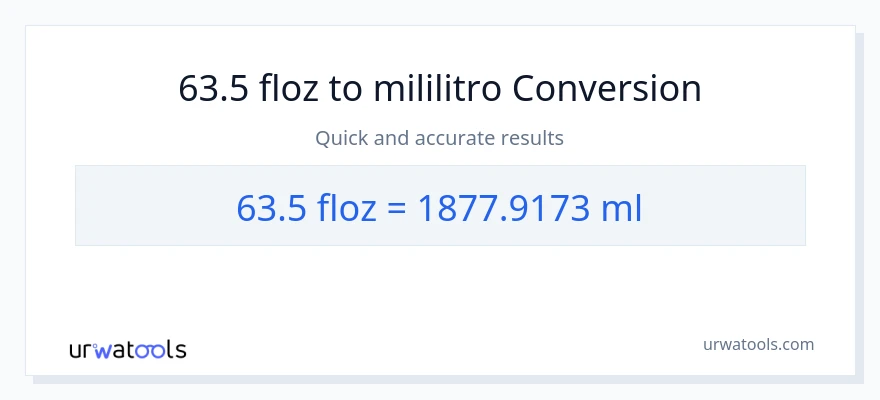 63.5 mga onsa ng likido patungong mga mililitro na conversion