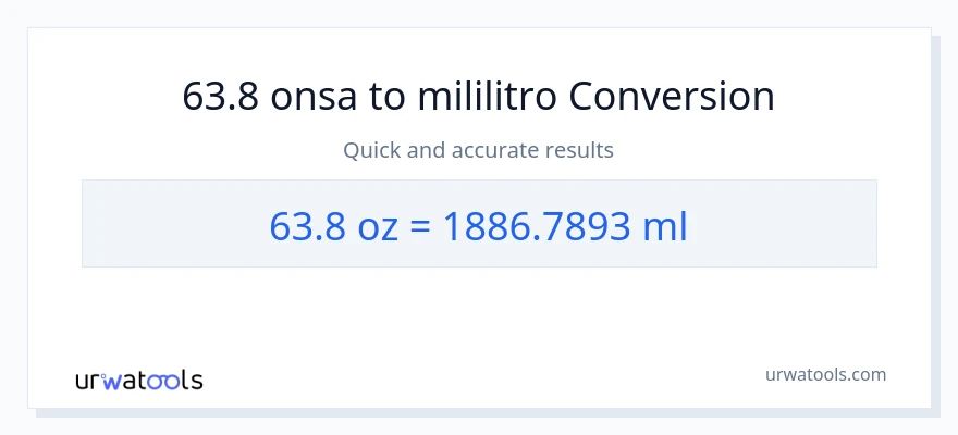 63.8 Mga onsa patungong mga mililitro na conversion
