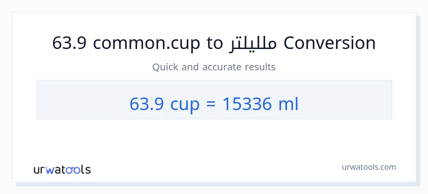 التحويل من 63.9 أكواب إلى ملليلتر
