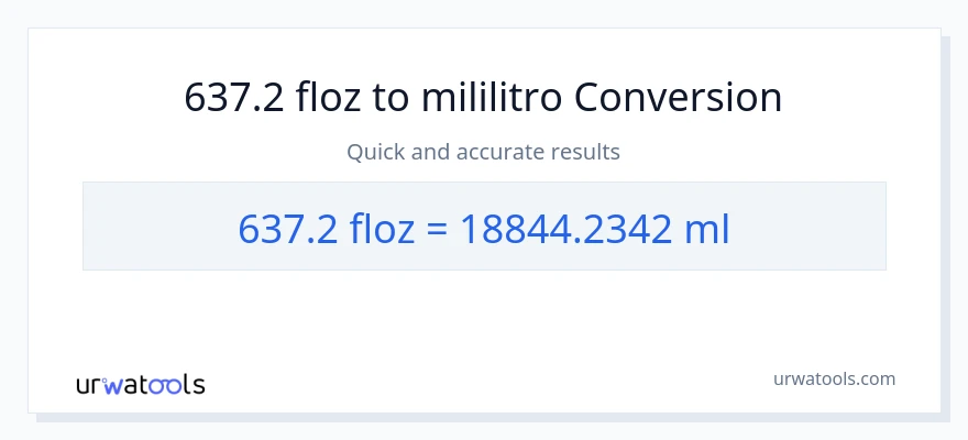 637.2 mga onsa ng likido patungong mga mililitro na conversion
