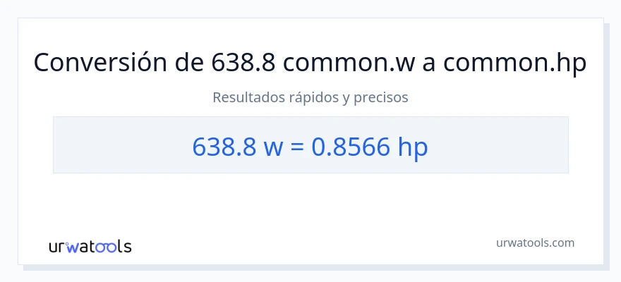 Conversión de 638.8 vatios a caballo de fuerza