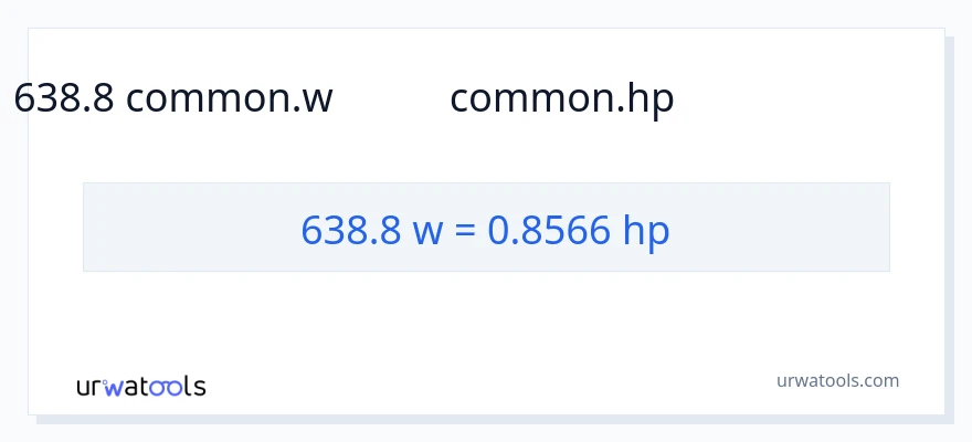 638.8 ವ್ಯಾಟ್ಸ್ ರಿಂದ ಅಶ್ವಶಕ್ತಿ ಪರಿವರ್ತನೆ