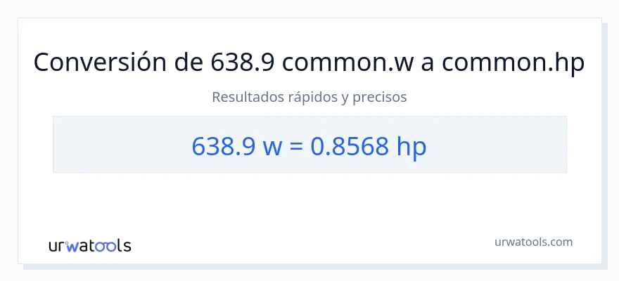 Conversión de 638.9 vatios a caballo de fuerza