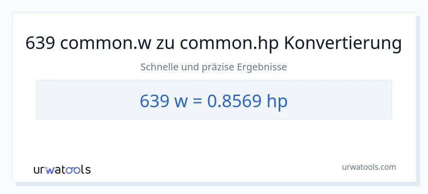 639 Watt zu PS Umwandlung