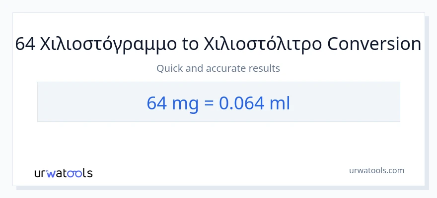 Μετατροπή 64 χιλιοστόγραμμα σε χιλιοστόλιτρα