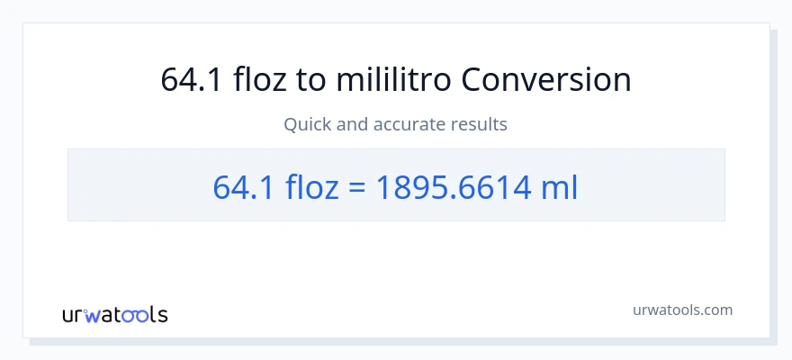 64.1 mga onsa ng likido patungong mga mililitro na conversion