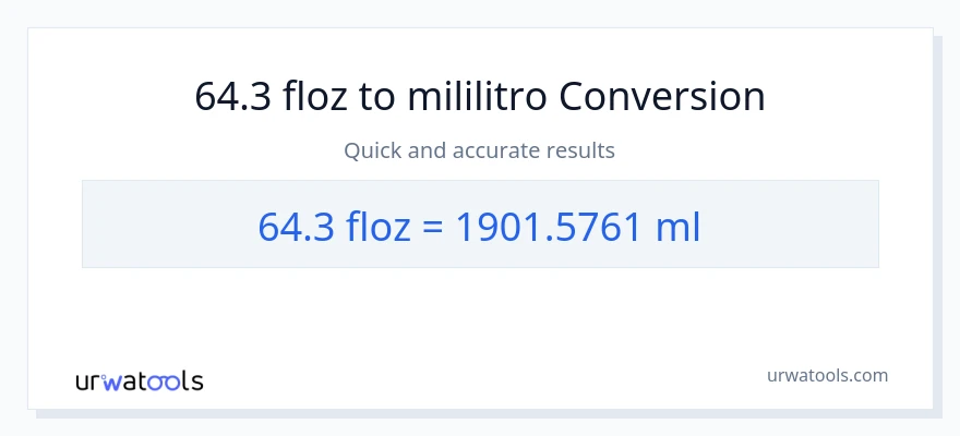 64.3 mga onsa ng likido patungong mga mililitro na conversion