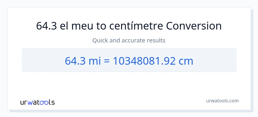 Conversió de 64.3 milles a Centímetres