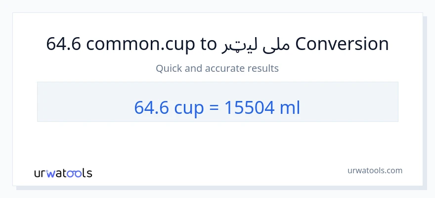 64.6 پيالې ته ملی لیټرونه بدلون
