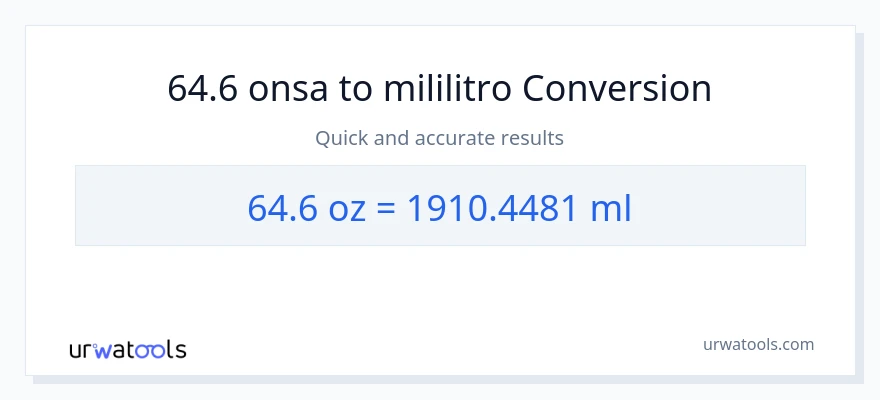 64.6 Mga onsa patungong mga mililitro na conversion